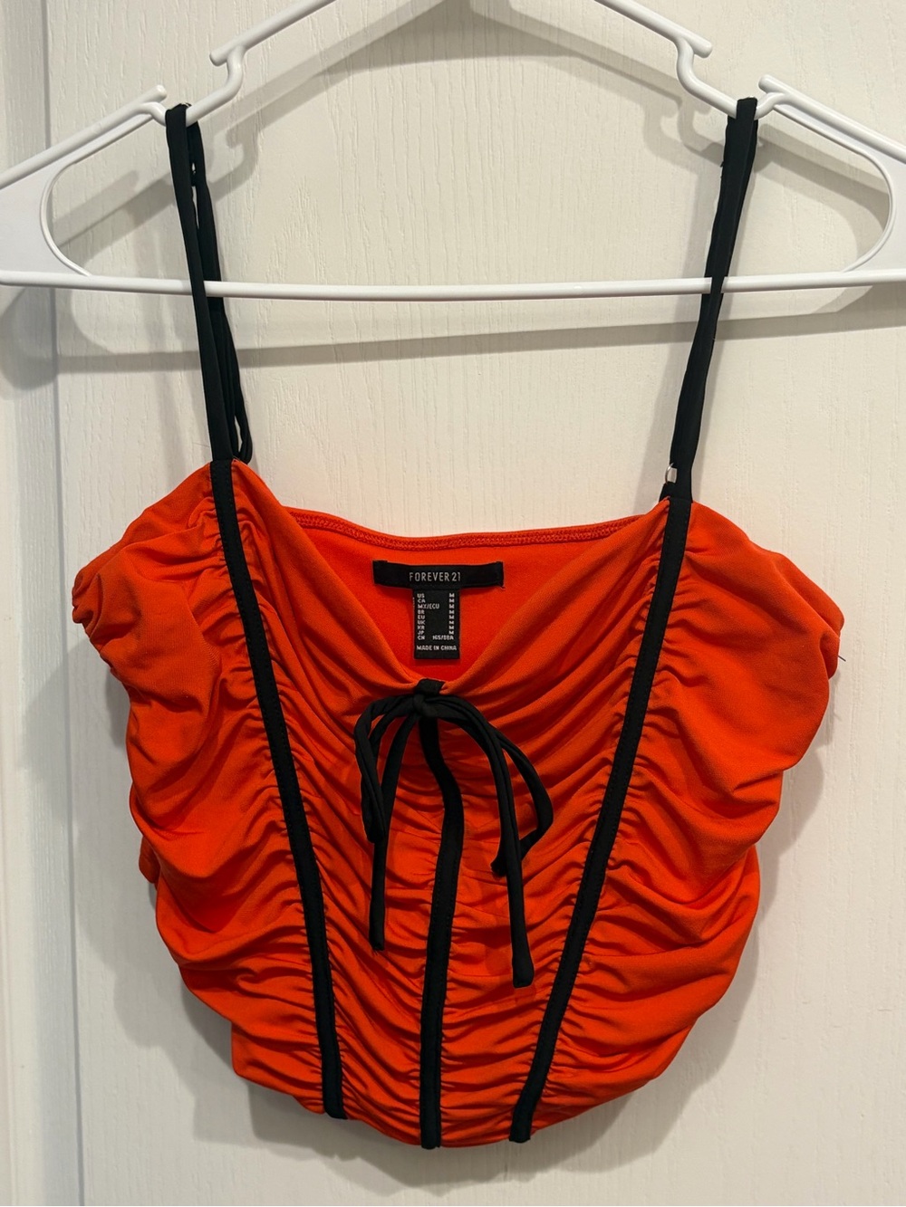 Forever 21 Red Ruched Tie-Front Cami Top